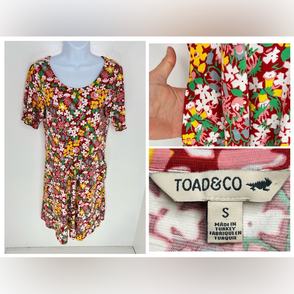 Toad & Co Floral Dress Size Small Boho Pockets Ruffle Whimsey Cottagecore Hippie